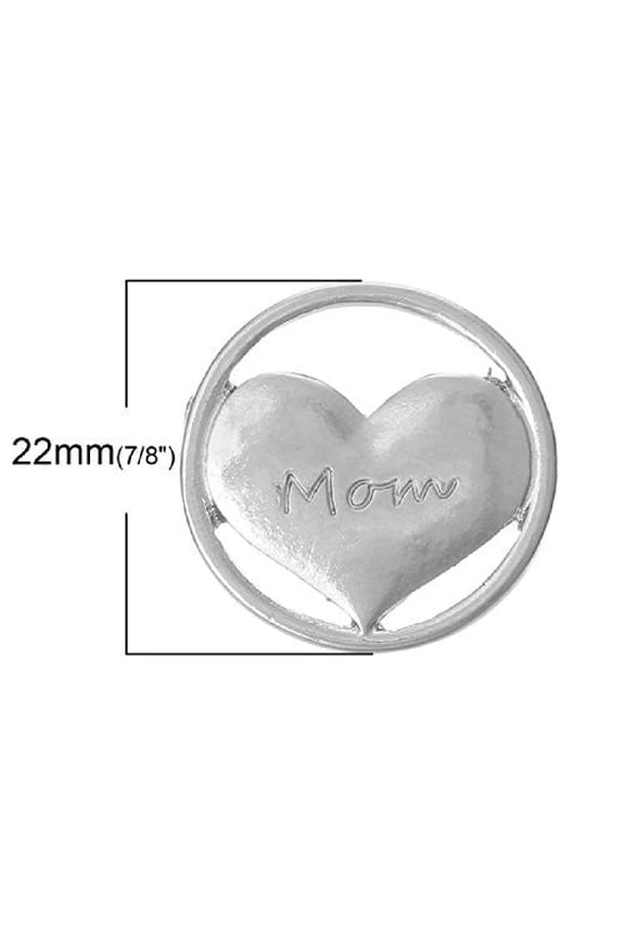 Mom Heart Floating Charms Dish Plate for Glass Locket Pendants and Floating