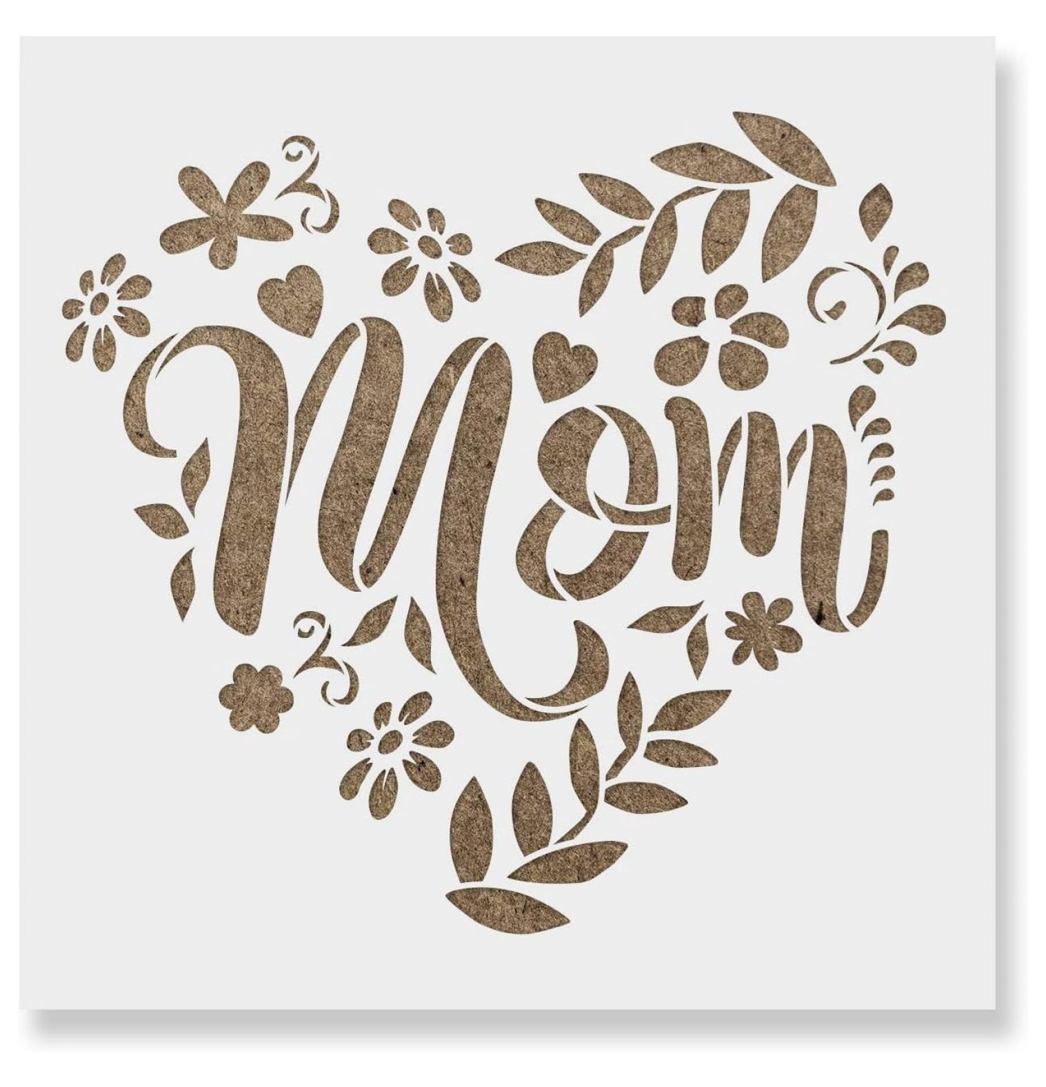 Mom Heart Mothers Day Stencil - Day Stencil, Holiday Stencil, Mothers Stencil, Heart Stencil ...