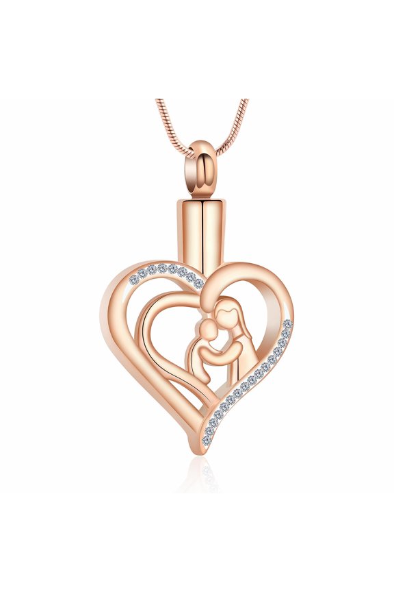 Mom Heart Urn Pendant Cremation Jewelry for Ashes Holder Memory Necklace Memorial Jewelry Sympathy Gift