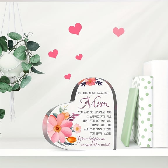 Mom Heartfelt Acrylic Desktop Plaque - Perfect Thank You Gift For Selfless Love & Sacrifice Ideal For Mother'S Day Birthdays & Special Occasions Best For Christmas Perfect For Thanksgiving