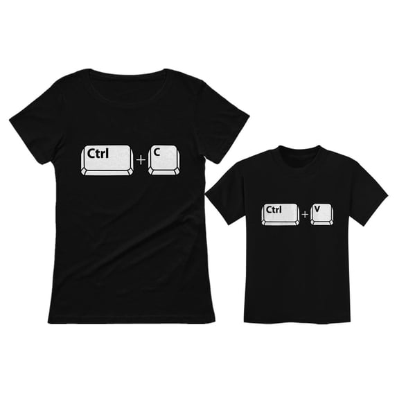 Mom & Her Girl / Boy Copy Paste Matching Set Mother & Daughter / Son T-Shirts Mom Black Small / Child Black 5/6