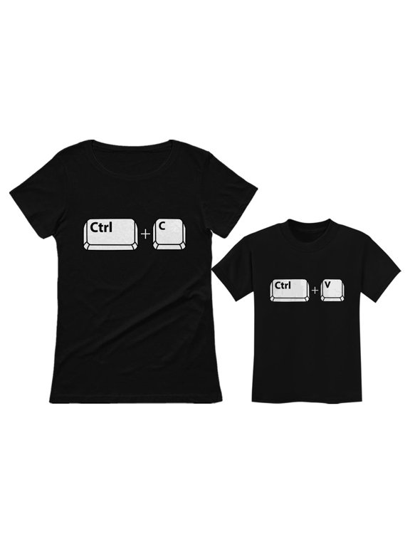 Mom & Her Girl / Boy Copy Paste Matching Set Mother & Daughter / Son T-Shirts Mom Black Small / Child Black 5/6