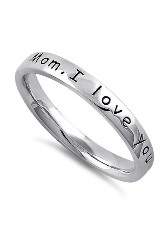 Mom, I love you with all my heart" Ring 925 Sterling Silver Gift for Women
