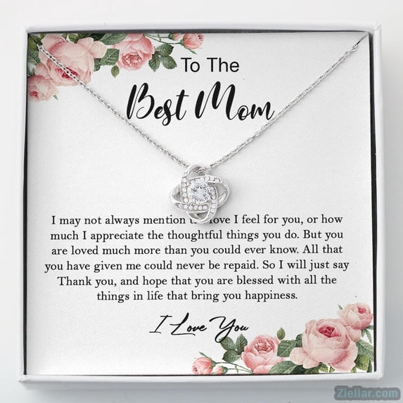 To My Mom Jewelry For Mother Birthday From Son Daughter Necklace, A Meaningful Necklace Perfect For Anniversaries, Birthdays, Valentine V7132, White Love Knot Necklace