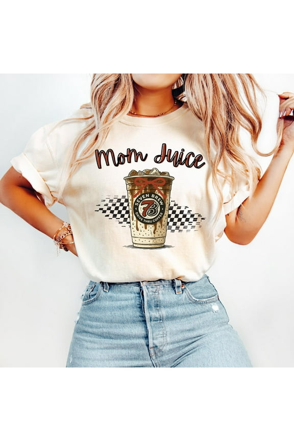 Mom Juice Shirt, 7 Brew Coffee Shirt, Coffee Lover T-shirt, Trendy Mom Life Shirt, Iced Coffee Vibes, Checkered 7 Brew Shirt, Coffee Mom Tee