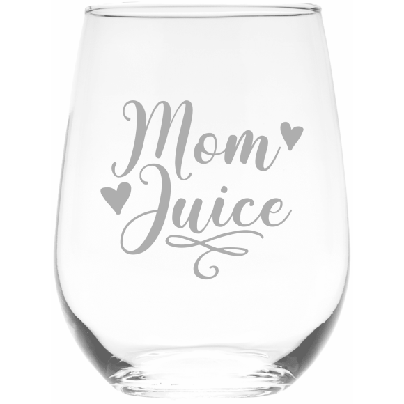 C&M Personal Gifts 17 oz Mom Juice Funny Stemless Wine Glass
