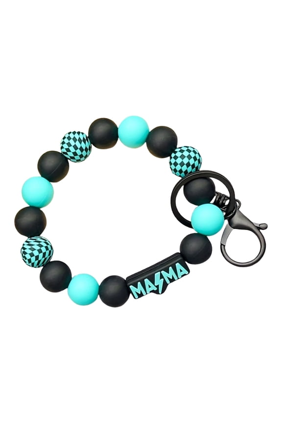 Mom Keychain Bracelet Silicone Beads Checkerboard Design Wristband For Keys Gift