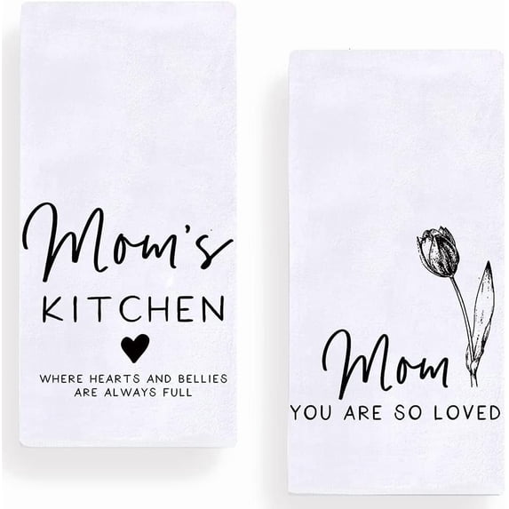 Mom Kitchen Dish Towel 18 x 26 Inch, Gift for Mom Tea Towels Dish Cloth for Cooking Baking Set of 2