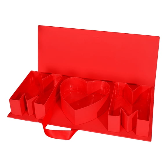 Mom Letter Fillable Gift Box Cardboard Paper Packaging for Mother Birthday for Flowers Chocolate and Sweets Arrangement, 18x8 Inch Red