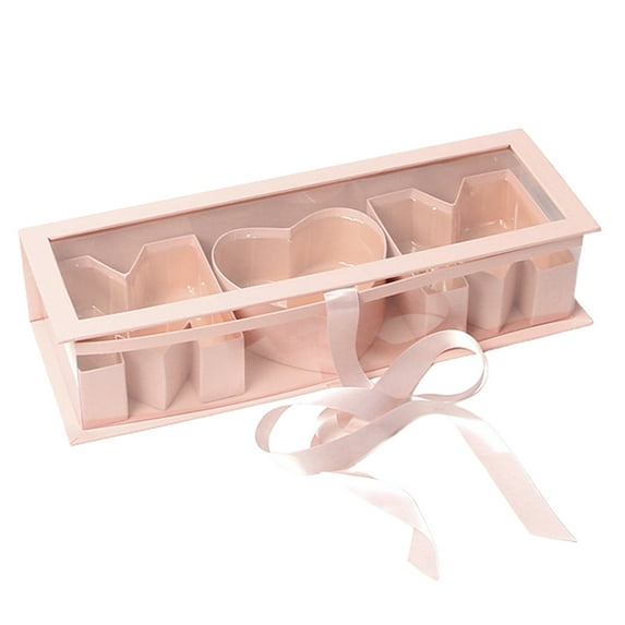 Mom Letter Shaped Empty Flower Box Clear Window Design Rectangle Cardboard Gift Box Strawberry Packaging Decorative Soap Box DIY Decor -Pink