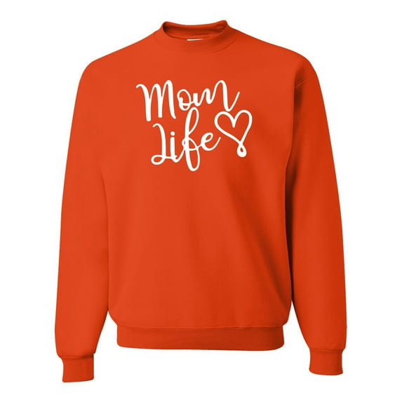 Mom Life Best Mom Mother's Day Gift Blessed Family Kids | Mens Mother's Day Crewneck Graphic Sweatshirt, Orange, Medium