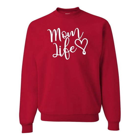 Mom Life Best Mom Mother's Day Gift Blessed Family Kids | Mens Mother's Day Crewneck Graphic Sweatshirt, Red, X-Large