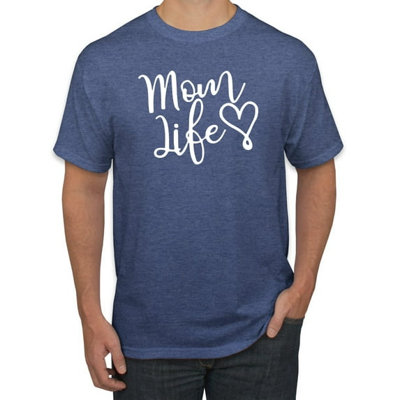 Mom Life Best Mom Mother's Day Gift Blessed Family Kids | Mens Mother's Day Graphic T-Shirt, Vintage Heather Blue, Medium