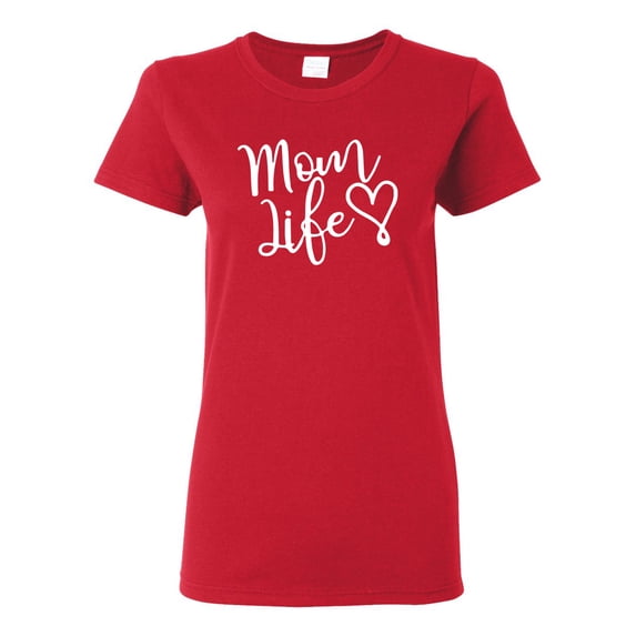 Mom Life Best Mom Mother's Day Gift Blessed Family Kids | Womens Mother's Day Graphic T-Shirt, Red, X-Large