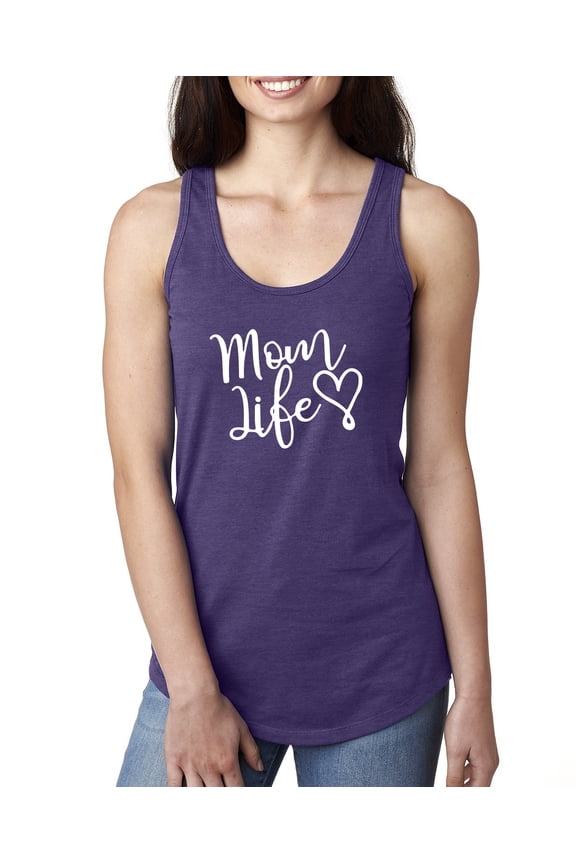 Mom Life Best Mom Mother's Day Gift Blessed Family Kids | Womens Mother's Day Jersey Racerback Tank Top, Purple Rush, Large
