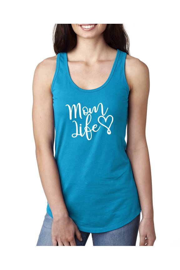 Mom Life Best Mom Mother's Day Gift Blessed Family Kids | Womens Mother's Day Jersey Racerback Tank Top, Turquoise, Small