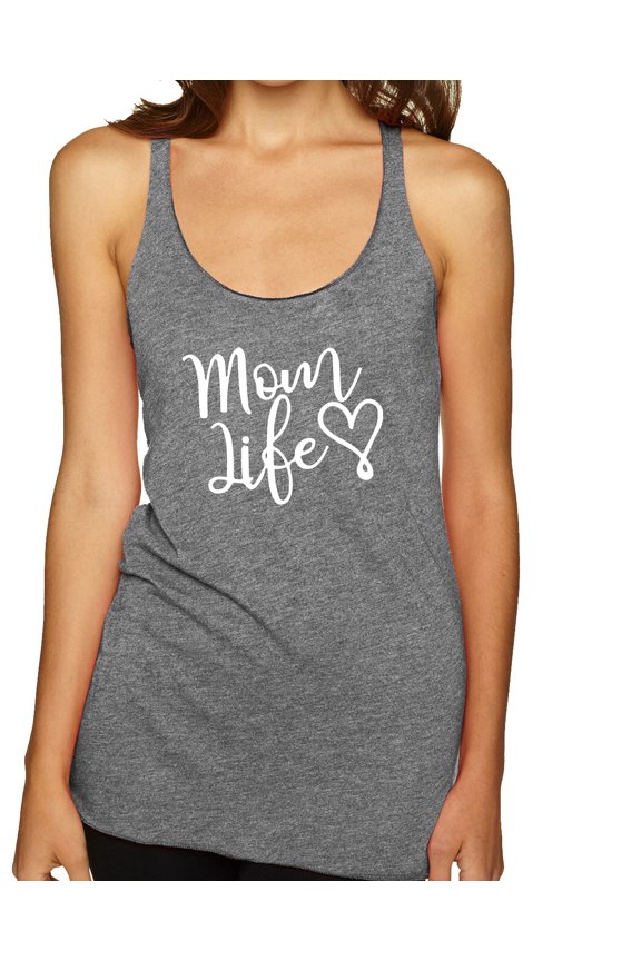 Mom Life Best Mom Mother's Day Gift Blessed Family Kids | Womens Mother's Day Premium Tri-Blend Racerback Tank Top, Premium Heather, Large