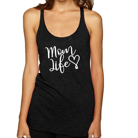 Mom Life Best Mom Mother's Day Gift Blessed Family Kids | Womens Mother's Day Premium Tri-Blend Racerback Tank Top, Vintage Black, X-Large