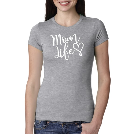 Mom Life Best Mom Mother's Day Gift Blessed Family Kids | Womens Mother's Day Slim Fit Junior Tee, Heather Grey, 2XL
