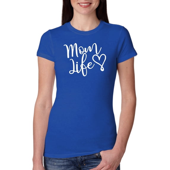 Mom Life Best Mom Mother's Day Gift Blessed Family Kids | Womens Mother's Day Slim Fit Junior Tee, Royal, X-Large