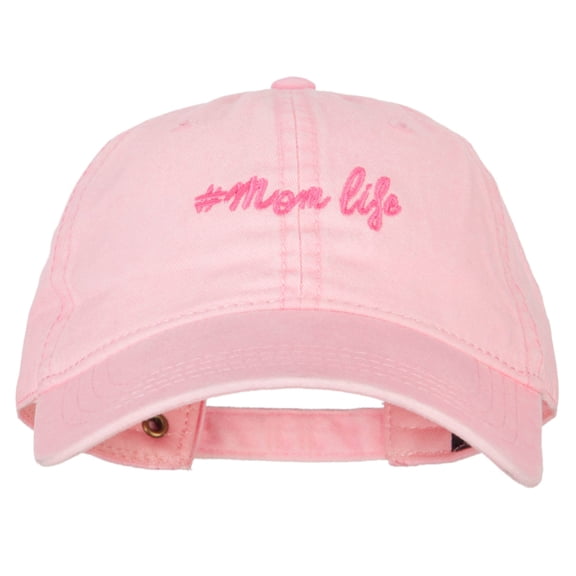 Mom Life Embroidered Washed Cotton Twill Cap - Pink OSFM