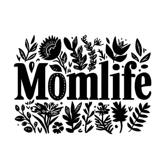 Mom Life Floral Vinyl Car Decal, Waterproof Motherhood Window Sticker, Black Botanical Flower Bumper Decal for SUV Truck, Durable Laptop Tumbler Sticker, Gift for Mom