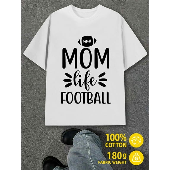 Mom Life Football mens white 180G 100% Cotton Hip-hop street style Vintage Unisex Shirt Graphic tshirts Classic Unisex Shirt Graphic tshirts Trendy Unisex Shirt Crewneck tshirts