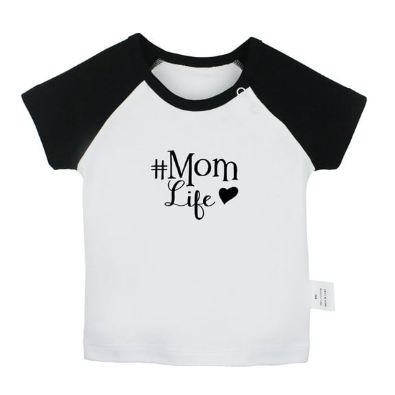 Mom Life Funny T shirt For Baby, Newborn Babies T-shirts, Infant Tops, 0-24M Kids Graphic Tees Clothing (Short Black Raglan T-shirt, 12-18 Months)