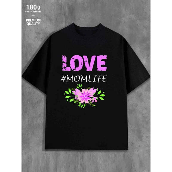 Mom Life Love for men 180G 100% Cotton black Basic Unisex Shirt Crewneck tshirts Fashion Unisex Shirt Crewneck tshirts Unique Design Unisex Shirt Printed tshirts Fashion Unisex Shirt Graphic tshirts
