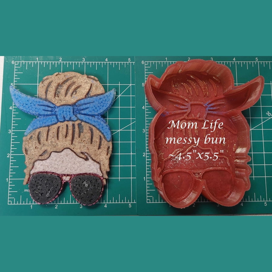 Mom Life Messy Bun Silicone Freshie Mold - large