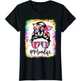 thumbnail image 1 of Mom Life Messy Bun Tie Dye Glasses Mama Mothers Day Bleached T-Shirt, 1 of 3