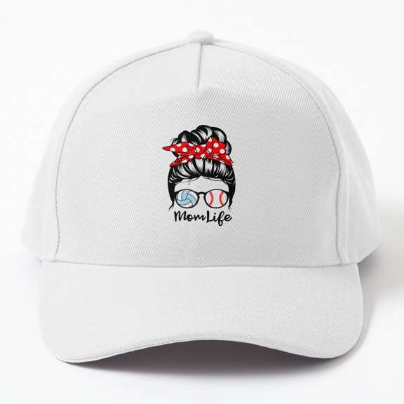 Mom Life Messy Bun Volleyball Baseball Cap, Sports Mom Hat Style