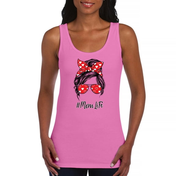 Mom Life Messy Bun Women's Tank Top Trendy Motherhood Parenting Maternity Family Mother's Day Mama Mommy #momlife
