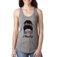 thumbnail image 1 of Mom Life Messy Hair Bun | Tie Dye Leopard Print Bandana | Funny Mother's Day Mother's Day Ladies Racerback Sleeveless Top, Heather Grey, S, 1 of 5