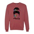 thumbnail image 1 of Mom Life Messy Hair Bun | Tie Dye Leopard Print Bandana | Funny Mother's Day Mother's Day Unisex Crewneck Sweatshirt, Vintage Heather Red, L, 1 of 5