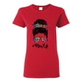 thumbnail image 1 of Mom Life Messy Hair Bun | Tie Dye Leopard Print Bandana | Funny Mother's Day Mother's Day Womens T-Shirt, Red, XL, 1 of 5