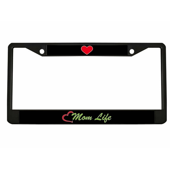 Mom Life Style Metal License Plate Frame Personalized/Car Accessories Car Tag Holder Cover (Black/Black/Lime Green)