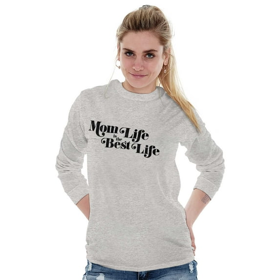 Mom Life is the Best Mothers Day Women Plus Size Long Sleeve Graphic Tee Brisco Brands 2X