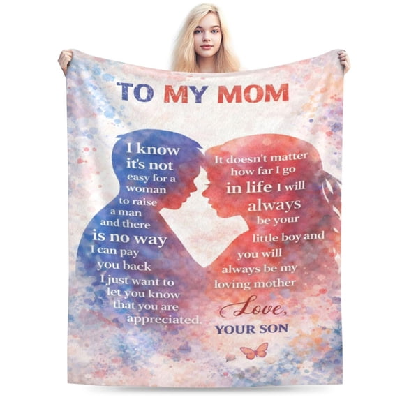 Mom Love Inspirational Blanket Gift Blanket Cozy Soft Meaningful Mother Appreciation Home Decor Gift for Mom from Son 50x40