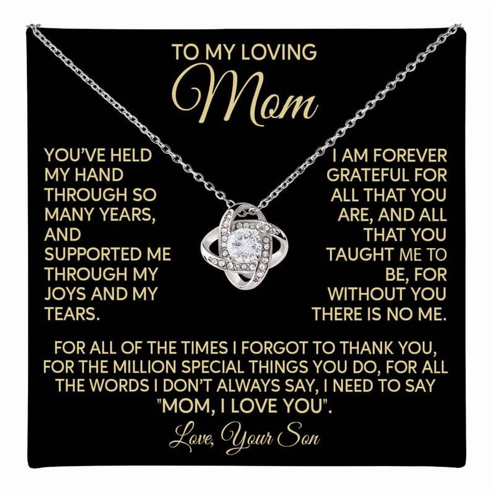To My Mom Love Knot Necklace From Son And Daughter, Meaningful Jewelry For Women, Mother’S Day, Birthday Mom With Heartfelt Message Card And Elegant Box #246, White Love Knot Necklace