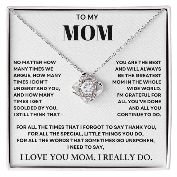 Mom Love Knot Necklace- Thank you for all you do