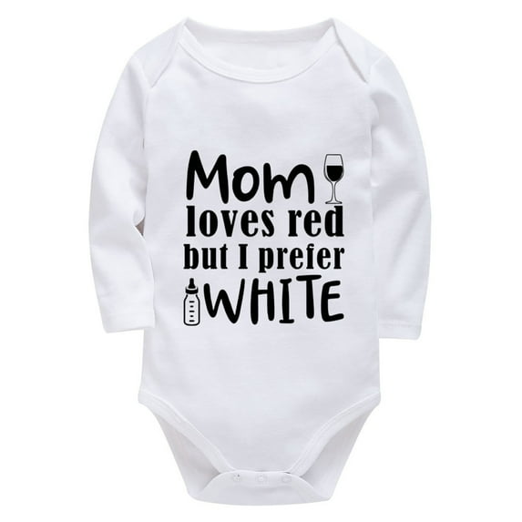 Mom Loves Red But I Prefer White Newborn Going Home Outfits Long Sleeve Going Home Hospital Outfit for Baby White Plain Onsi