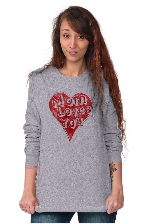 Mom Loves You Heart Mothers Day Women Plus Size Long Sleeve Graphic Tee Brisco Brands 3X