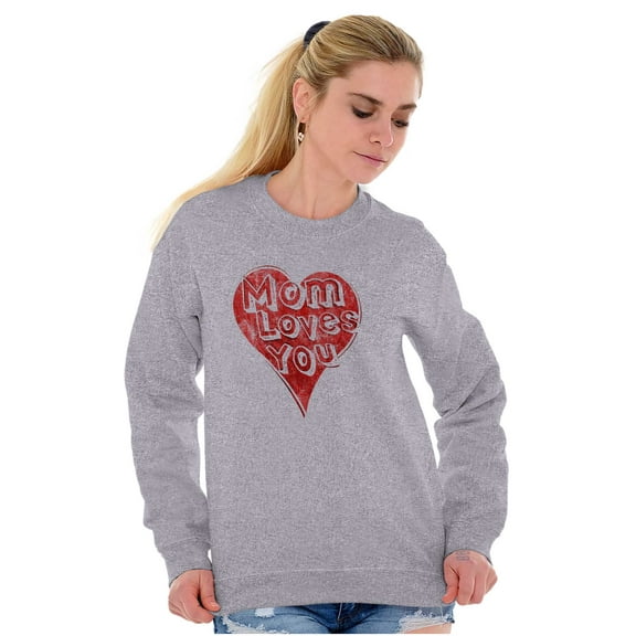 Mom Loves You Heart Mothers Day Women Plus Size Crewneck Sweatshirt Brisco Brands 2X