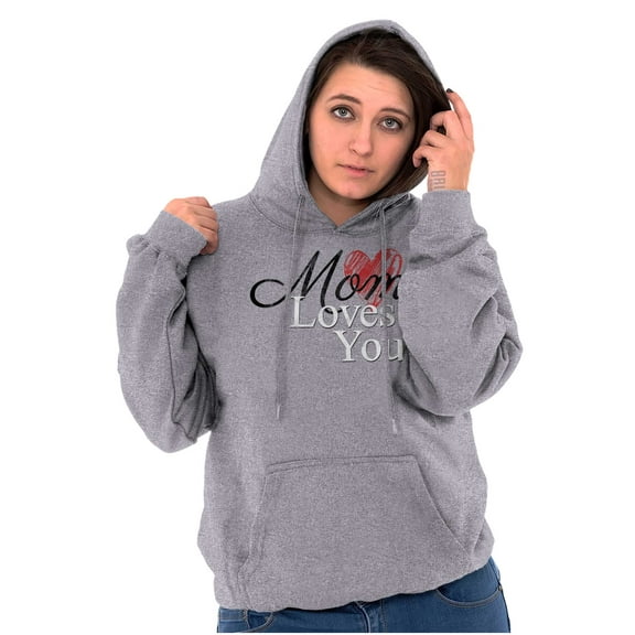 Mom Loves You Mothers Day Heart Women Plus Size Graphic Pullover Hoodie Brisco Brands 3X