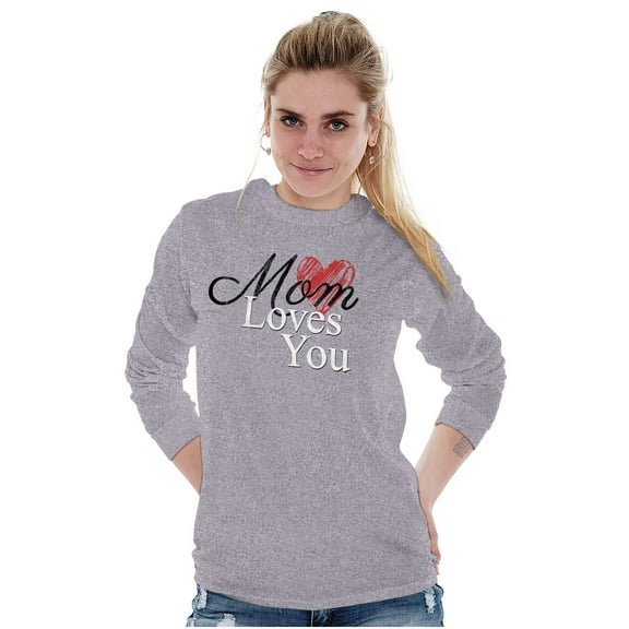 Mom Loves You Mothers Day Heart Women Plus Size Long Sleeve Graphic Tee Brisco Brands 3X