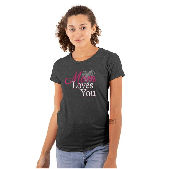 Mom Loves You Mothers Day Heart Womens Fitted Plus Size Graphic Tee Brisco Brands 2X
