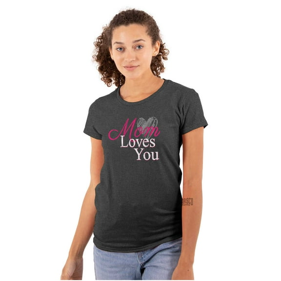 Mom Loves You Mothers Day Heart Womens Slim Fit Graphic Tee Brisco Brands S