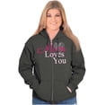thumbnail image 1 of Mom Loves You Mothers Day Heart Zip Hoodie Sweatshirt Women Brisco Brands 2X, 1 of 4