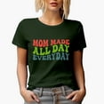 thumbnail image 1 of Mom Made All Day Every Day, Home Cook Mother Quote, Groovy Retro Wavy Text Merch Gift, Military Green T-Shirt, Medium, 1 of 5